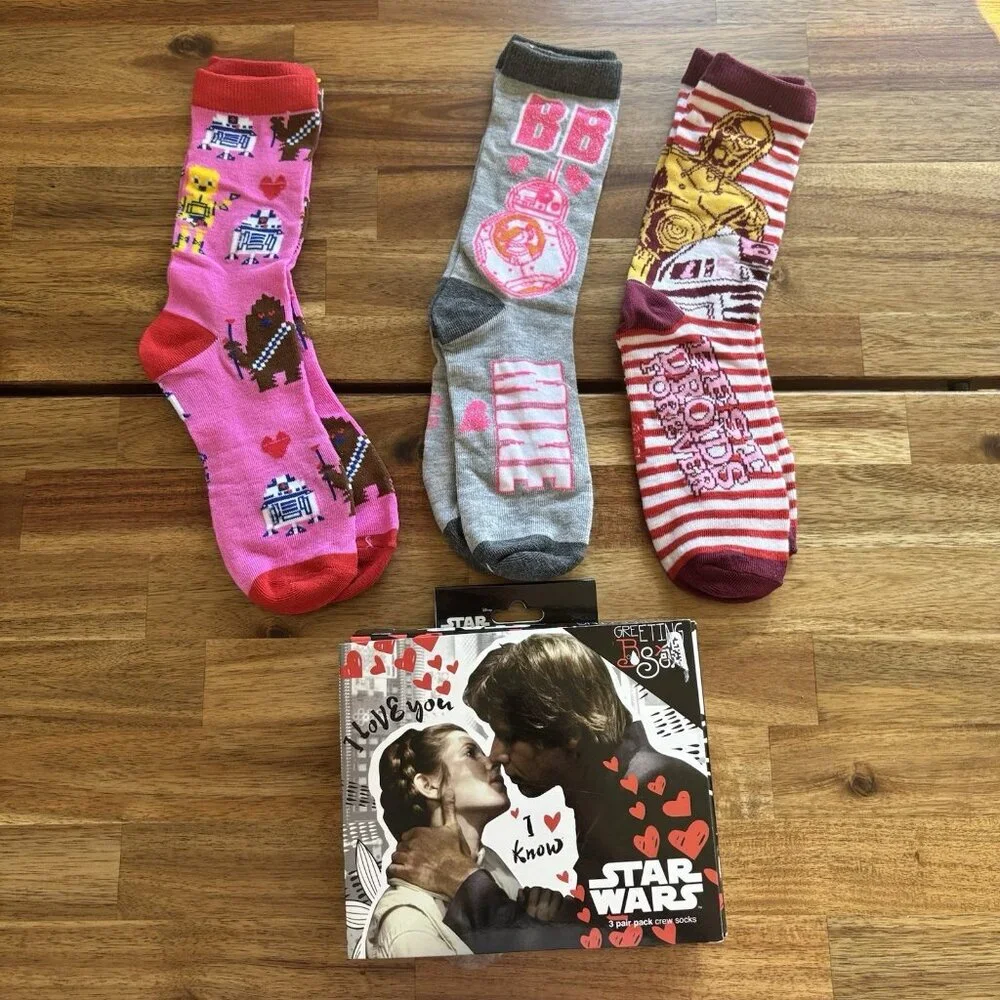 Disney Star Wars 3 Pairs Of Socks Women’s Size 4-8 BB 8 /C3PO / R2D2 DAMAGED BOX